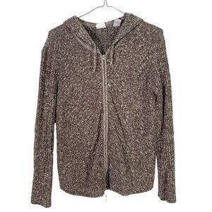 MODA INTERNATIONAL Vintage 90’s Hooded Sweater Brown Silk Blend Size Medium